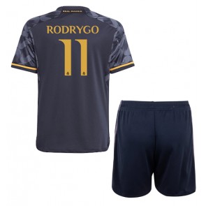 Real Madrid Rodrygo Goes #11 Gostujuci Dres za Dječji 2023-24 Kratak Rukavima (+ kratke hlače)